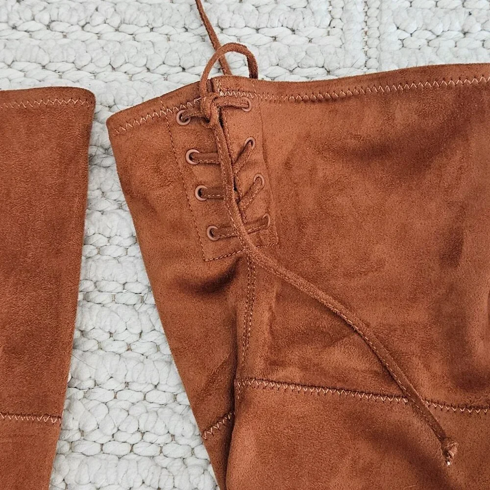 Vince Camuto Over The Knee Boots SZ 8 Brown Pointed Toe